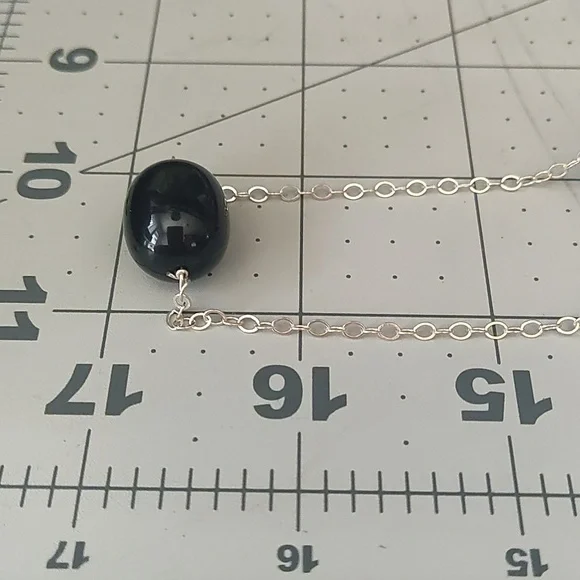 Necklace and earrings set, onyx and 925,17 inches - Picture 6 of 9